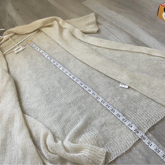 Enrica Japan Mohair Silk Long Line Open Front Cardigan Cream (Small) fuzzy soft - Picture 4 of 11